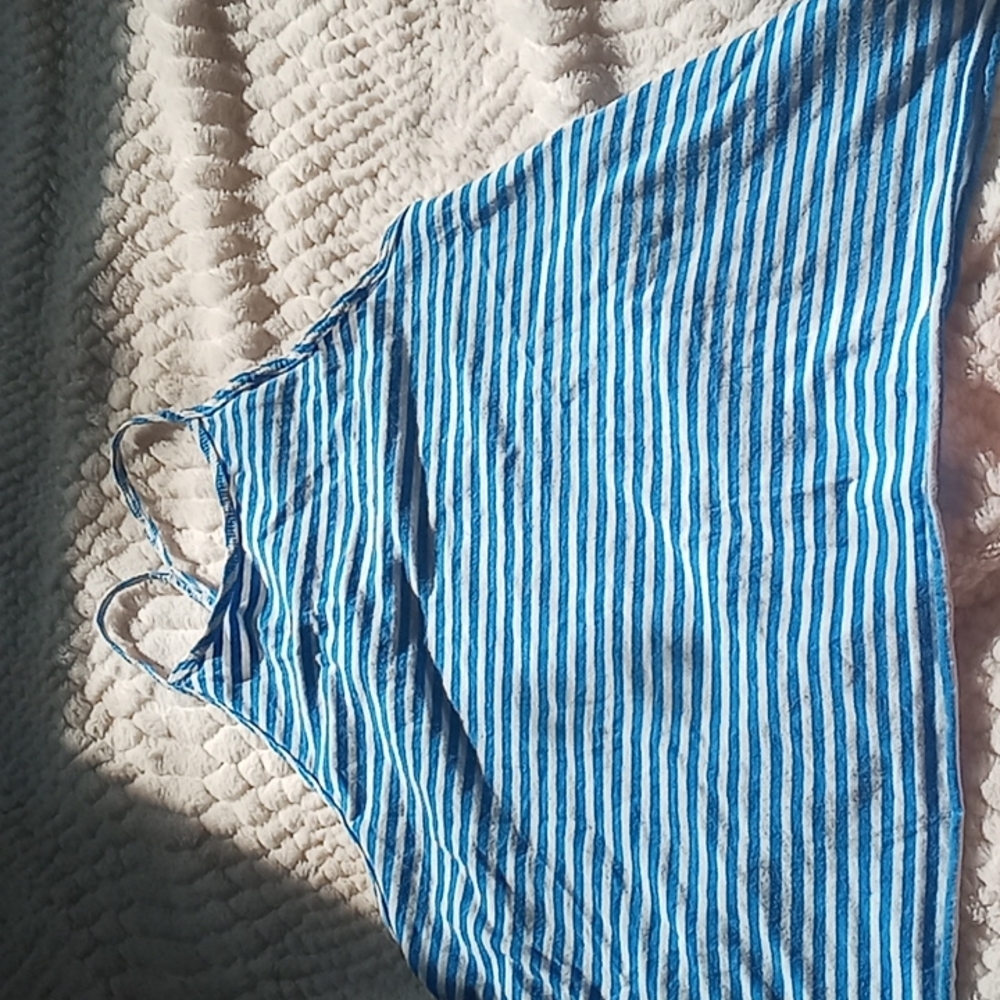 Blue and white spaghetti strap